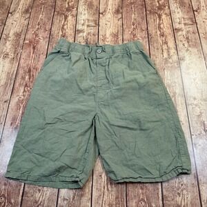 H&M Linen Blend Pull On Shorts Boys Size 18 Green Elastic Waist Drawstring